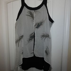 Hi-low feather tank top